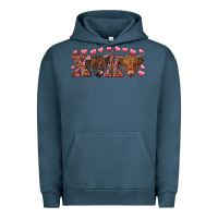 Pigment Midnight Navy Xoxo highland cows Urban Hoodie - RanaPortraitStore