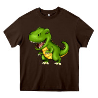Chocolate Brown Cartoon T-Rex Heavy Core Tee - HowdyJamesFarm