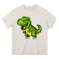 Cream Cartoon T-Rex Heavy Core Tee - HowdyJamesFarm
