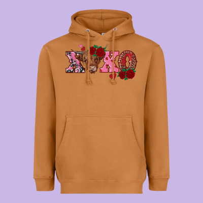 Xoxo Highland Cow Heavyweight Hoodie Designed By Ranaportraitstore