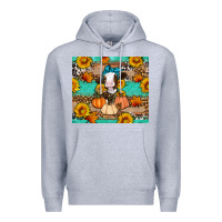 Heather Grey Cow fall pumpkin Premium Hoodie - Artiststas