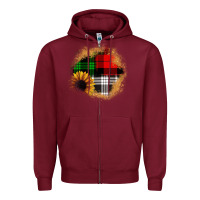 Burgundy sunflower christmas patch3 Zipper Hoodie - JahusDesignShop