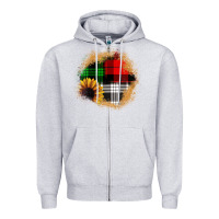 Heather Grey sunflower christmas patch3 Zipper Hoodie - JahusDesignShop