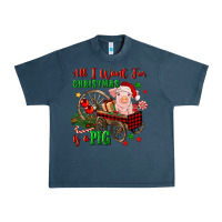 Midnight Navy all i want for christmas is a pig Urban Heavy Tee - FaDigitalArtStudio