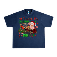 Navy all i want for christmas is a pig Urban Heavy Tee - FaDigitalArtStudio