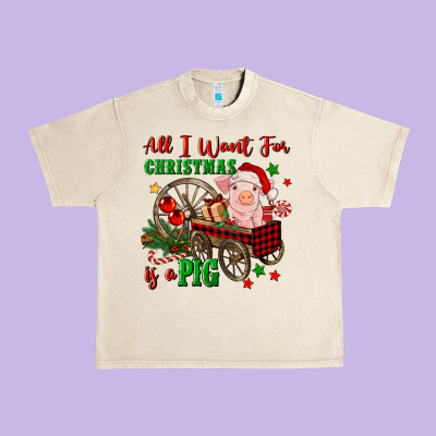 All I Want For Christmas Is A Pig Urban Heavy Tee Designed By Fadigitalartstudio