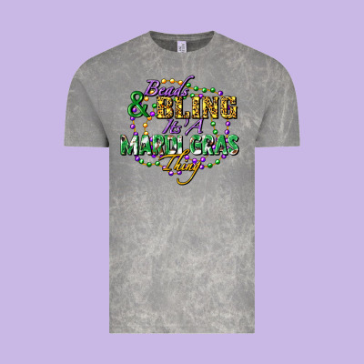 Heads And Bling It's' A Mardi Gras Thing Vintage Tee Designed By Fadigitalartstudio