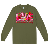 Army Green Love Valentines Day Gnome Long Sleeve Tee - CowhideDigitalArt