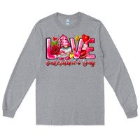 Heather Grey Love Valentines Day Gnome Long Sleeve Tee - CowhideDigitalArt