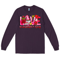 Plum Love Valentines Day Gnome Long Sleeve Tee - CowhideDigitalArt