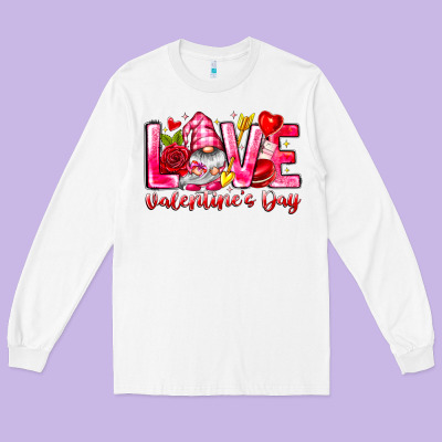 Love Valentines Day Gnome Long Sleeve Tee Designed By Cowhidedigitalart