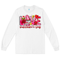 White Love Valentines Day Gnome Long Sleeve Tee - CowhideDigitalArt