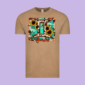 Gemini Turquoise Cowhide Vintage Tee Designed By Ranaportraitstore