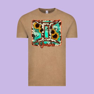 Gemini Turquoise Cowhide Vintage Tee Designed By Ranaportraitstore