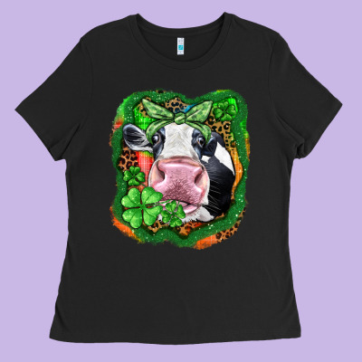 St. Patrick's Day Cow Ladies Tee Designed By Fadigitalartstudio