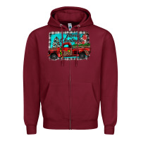 Burgundy truck merry christmas Zipper Hoodie - JahusDesignShop