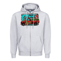 Heather Grey truck merry christmas Zipper Hoodie - JahusDesignShop