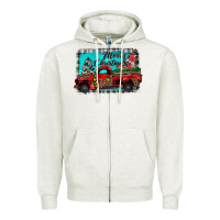 Oatmeal Heather truck merry christmas Zipper Hoodie - JahusDesignShop