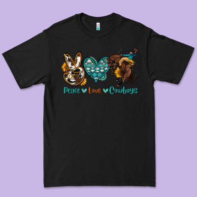 Peace Love Cowboys Premium Tee Designed By Oliviacreatesart