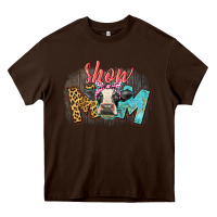 Chocolate Brown Show mom cow Heavy Core Tee - CowGirlArtShop