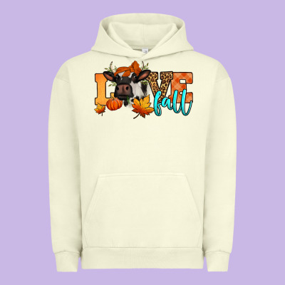 Love Fall Holstein Cow Urban Hoodie Designed By Jasminsmagicworld