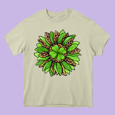 Lucky Leopard St Patricks Sunflower Heavy Core Tee Designed By Jasminsmagicworld