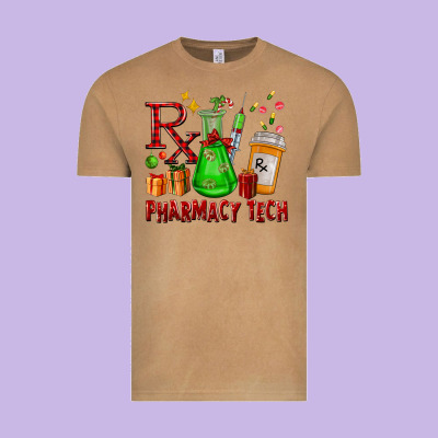 Pharmacy Tech Christmas Vintage Tee Designed By Fadigitalartstudio