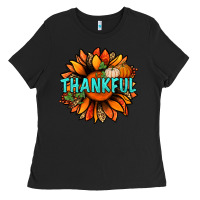 Black thankful with sunflower bbs Ladies Tee - BundleAndBundleShop