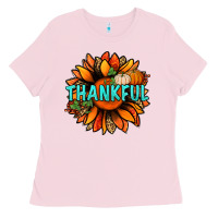 Bubblegum Pink thankful with sunflower bbs Ladies Tee - BundleAndBundleShop