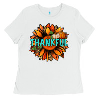 White thankful with sunflower bbs Ladies Tee - BundleAndBundleShop