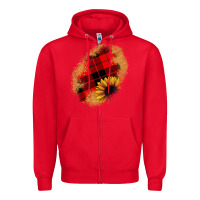 Red sunflower Christmas patch Zipper Hoodie - JahusDesignShop
