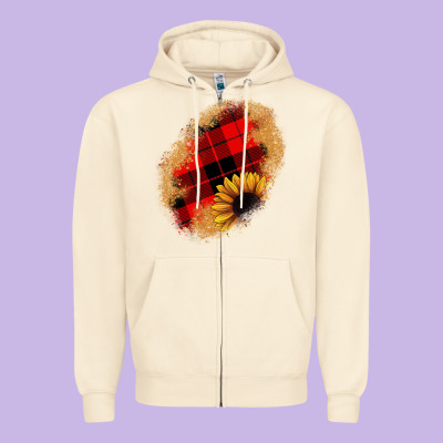 Sunflower Christmas Patch Zipper Hoodie Designed By Jahusdesignshop