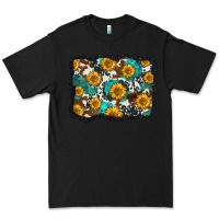 Black cowhide  turquoise sunflowers pattern olivia Premium Tee - OliviaCreatesArt