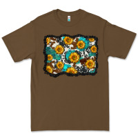 Cacao cowhide  turquoise sunflowers pattern olivia Premium Tee - OliviaCreatesArt