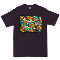 Plum cowhide  turquoise sunflowers pattern olivia Premium Tee - OliviaCreatesArt