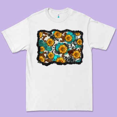Cowhide  Turquoise Sunflowers Pattern Olivia Premium Tee Designed By Oliviacreatesart