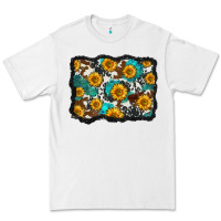 White cowhide  turquoise sunflowers pattern olivia Premium Tee - OliviaCreatesArt