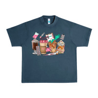 Midnight Navy Nurse Coffee Cups Urban Heavy Tee - FaDigitalArtStudio