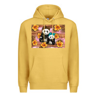 Antique Gold Mama Panda And Baby Panda Premium Hoodie - Artiststas