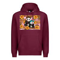 Burgundy Mama Panda And Baby Panda Premium Hoodie - Artiststas