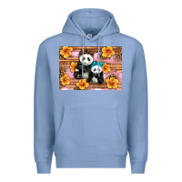 Colony Blue Mama Panda And Baby Panda Premium Hoodie - Artiststas