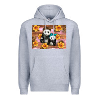 Heather Grey Mama Panda And Baby Panda Premium Hoodie - Artiststas