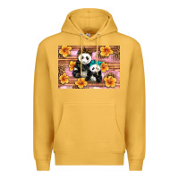 Mustard Mama Panda And Baby Panda Premium Hoodie - Artiststas
