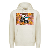 Oatmeal Heather Mama Panda And Baby Panda Premium Hoodie - Artiststas