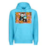 Ocean Blue Mama Panda And Baby Panda Premium Hoodie - Artiststas