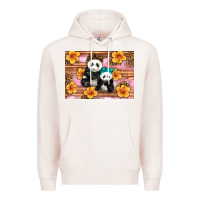 Pale Pink Mama Panda And Baby Panda Premium Hoodie - Artiststas