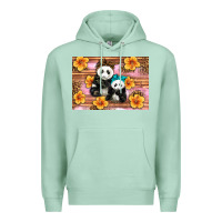 Seafoam Mama Panda And Baby Panda Premium Hoodie - Artiststas