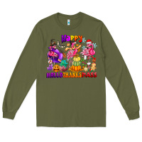 Army Green Happy Hallo Thanks Mas Long Sleeve Tee - CowhideDigitalArt
