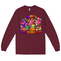 Burgundy Happy Hallo Thanks Mas Long Sleeve Tee - CowhideDigitalArt
