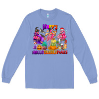 Colony Blue Happy Hallo Thanks Mas Long Sleeve Tee - CowhideDigitalArt